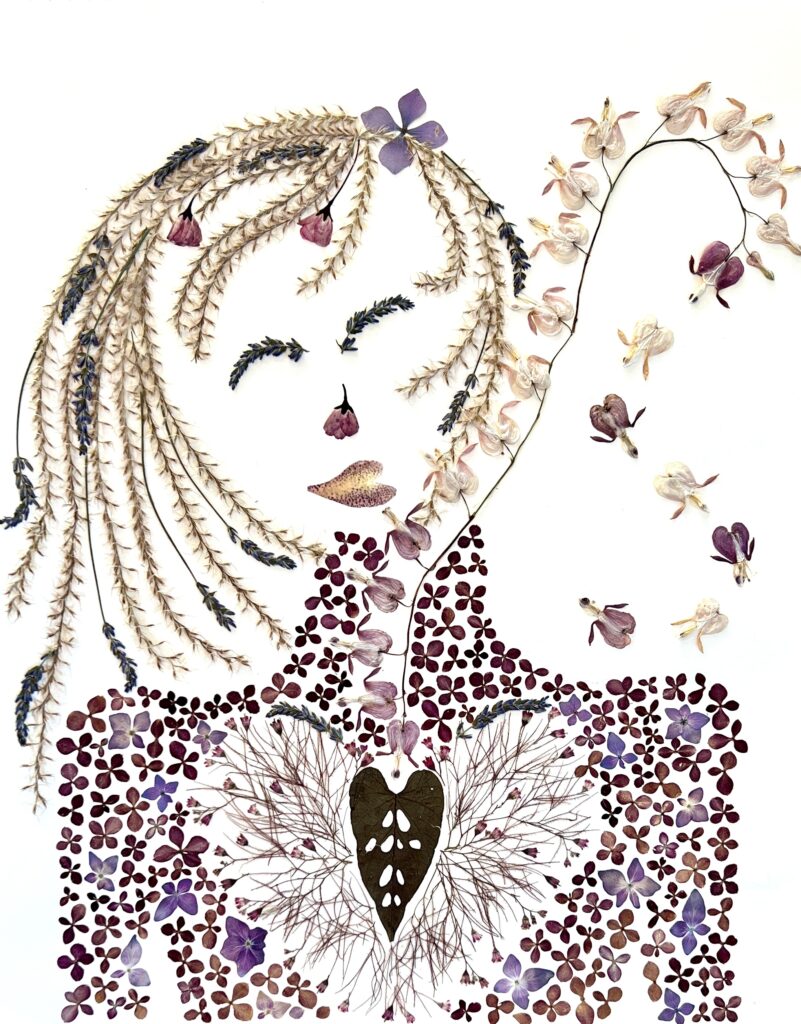 pressed flower art woman